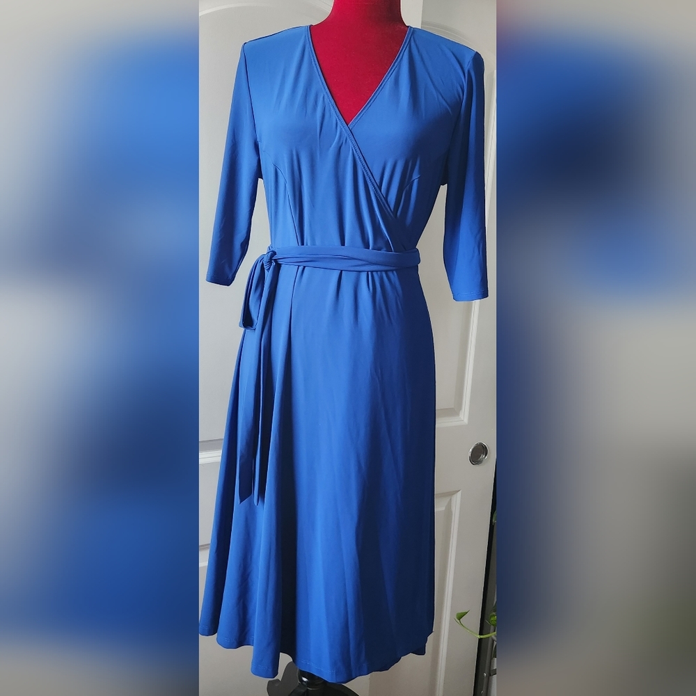 Kiyonna Essential Wrap Dress in Aqua